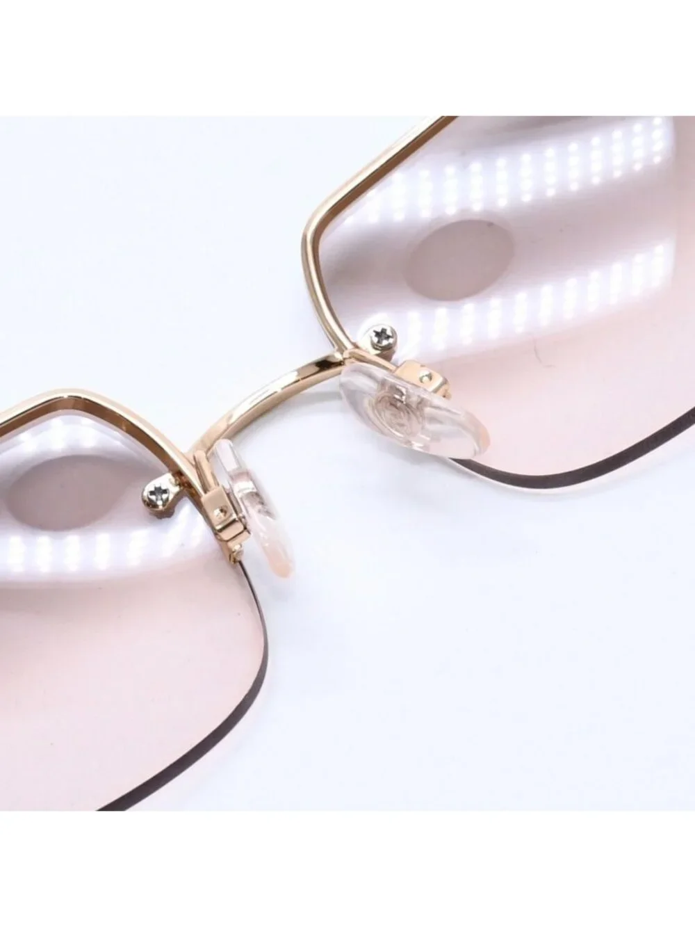 Chanel Half Rim Sunglasses Eyewear CC Logo Rhinestone